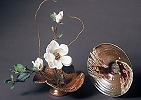 Ikebana Flower Vase - Gold Shino Glaze